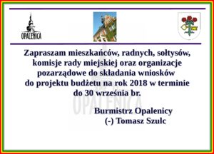 WNIOSKI DO PROJEKTU BUDŻETU NA 2018 ROK