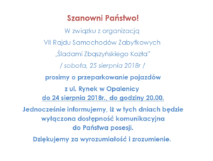 PROŚBA O PRZEPARKOWANIE AUT Z RYNKU