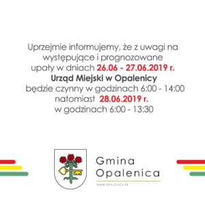 ZMIANA GODZIN FUNKCJONOWANIA URZĘDU MIEJSKIEGO