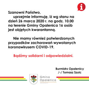 KOMUNIKAT NR 13 BURMISTRZA OPALENICY