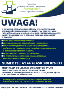 Informacja z przychodni „HIPOKRATES”