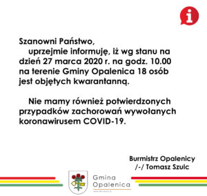 KOMUNIKAT NR 14 BURMISTRZA OPALENICY