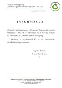 Informacja dotycząca PSZOK