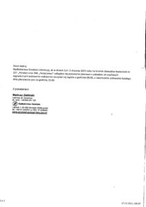 Informacja o polowaniu