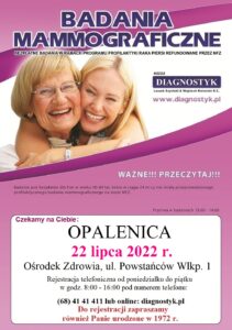BEZPŁATNE BADANIA MAMMOGRAFICZNE