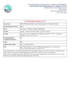 OSTRZEŻENIE METEOROLOGICZNE NR 51