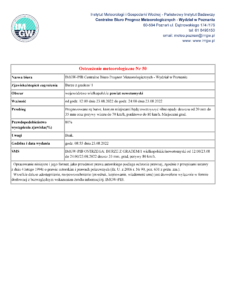 OSTRZEŻENIE METEOROLOGICZNE NR 50