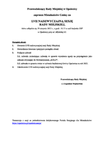 LVII NADZWYCZAJNA SESJA RADY MIEJSKIEJ