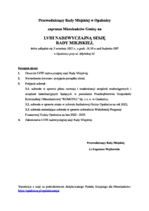 ZAPROSZENIE NA LVIII NADZWYCZAJNĄ SESJĘ  RADY MIEJSKIEJ