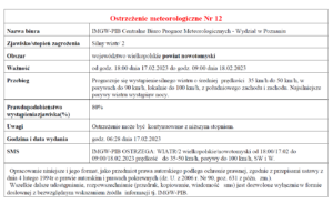 OSTRZEŻENIE METEOROLOGICZNE