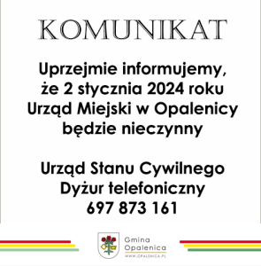 Komunikat – Urząd będzie nieczynny