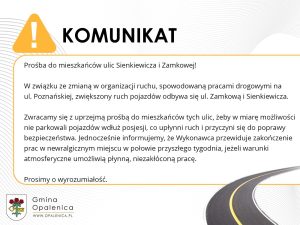 Ponowna prośba do mieszkańców ul. Sienkiewicza i Zamkowej