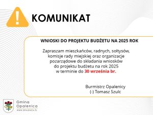 Zaproszenie do składania wniosków do projektu budżetu na rok 2025