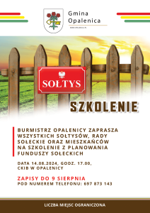 Zaproszenie na szkolenie z planowania funduszy sołeckich