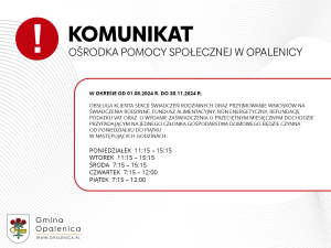 Zmiana godzin obsługi klienta Sekcji Świadczeń Rodzinnych