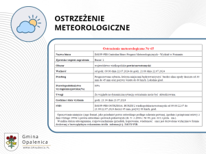 Ostrzeżenie meteorologiczne nr 65