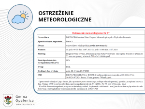 Ostrzeżenie meteorologiczne nr 67